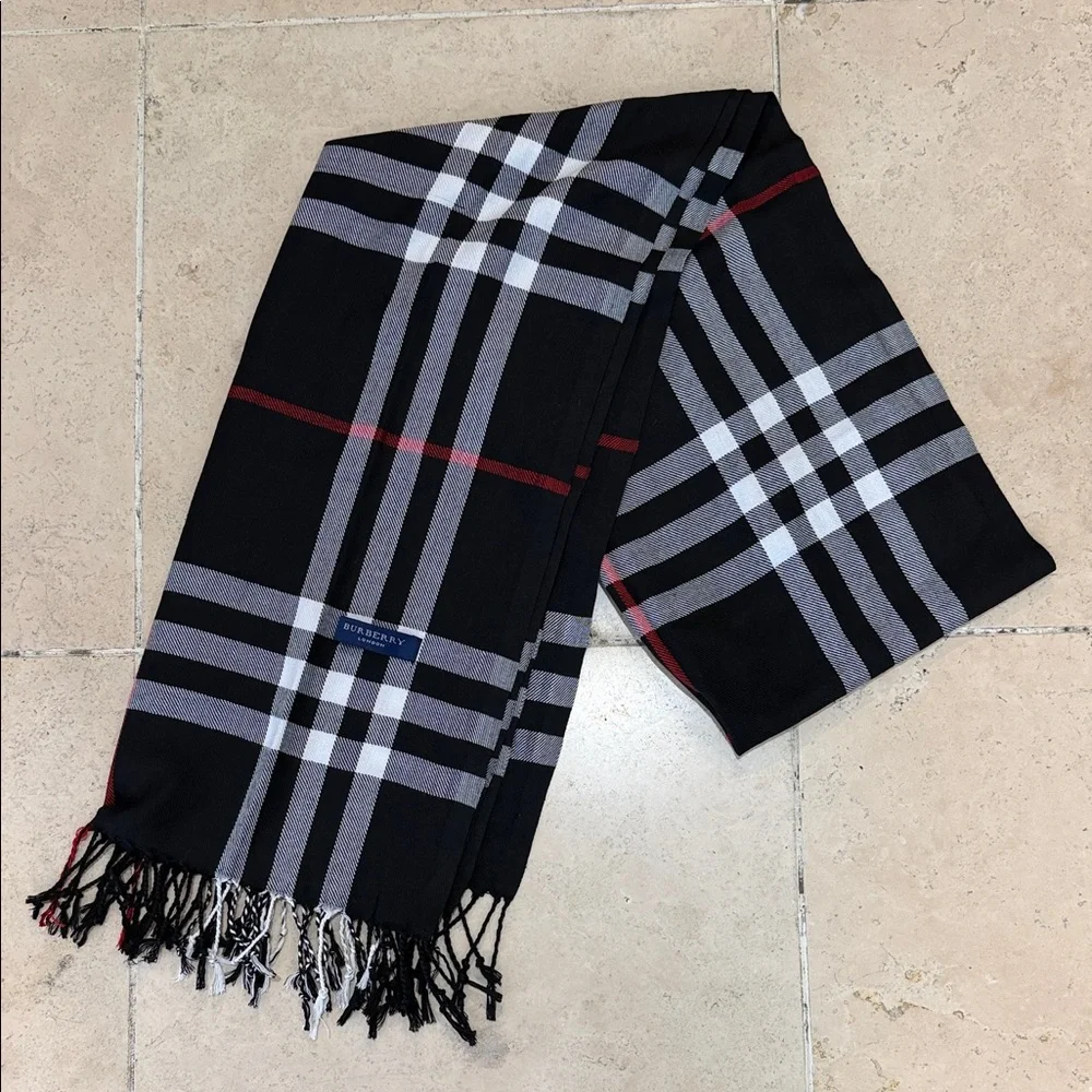 Burberry Classic Giant Black, Gray, and Red Plaid Scarf